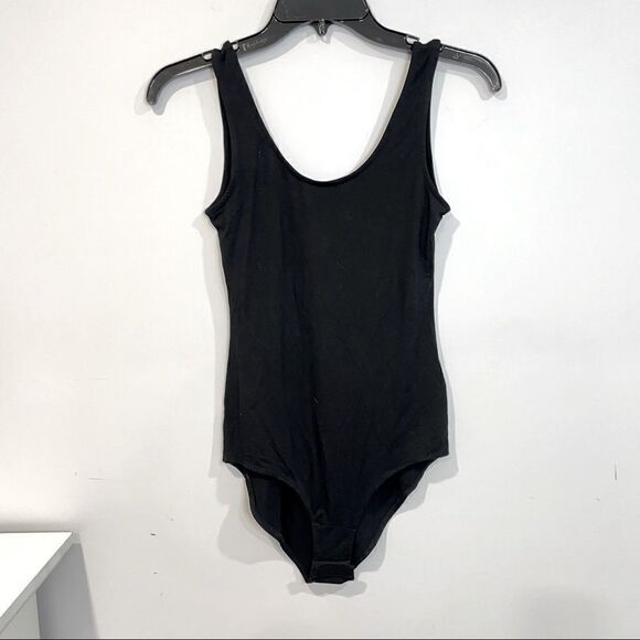 Gibson Basic Solid Soft Stretchy Sleeveless Tank Top Bodysuit Leotard in Black - Picture 1 of 7